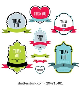 Collection of labels and ribbons design elements. Vector illustration. Part 1