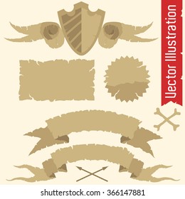 Collection of labels and ribbons. Vector illustration.