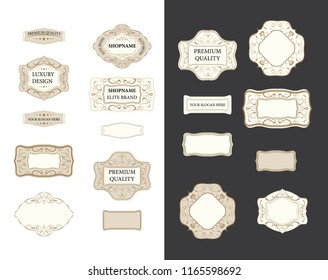 collection of labels. Set of different frames. Vintage Labels Collection design elements with original antique style/ Old style frames and label 