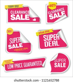 Collection of labels stickers and tags flat design illustration