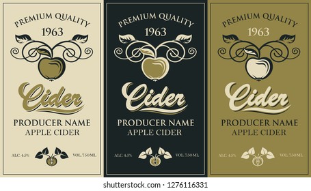 collection of labels for various cider types
