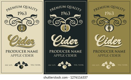 collection of labels for various cider types