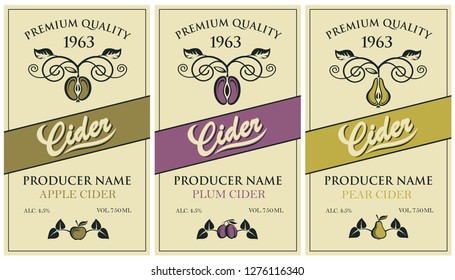 collection of labels for various cider types