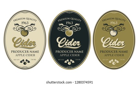 collection of labels for various cider types