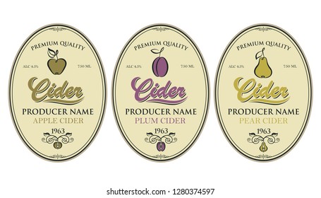 collection of labels for various cider types