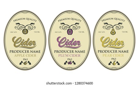 collection of labels for various cider types