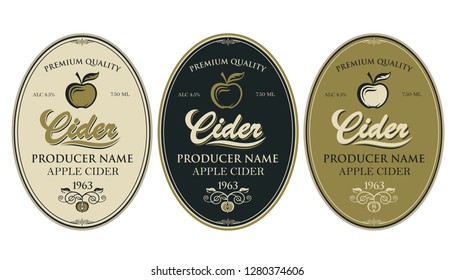 collection of labels for various cider types