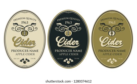 collection of labels for various cider types