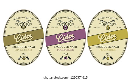 collection of labels for various cider types