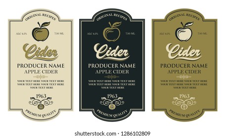 collection of labels for various cider types