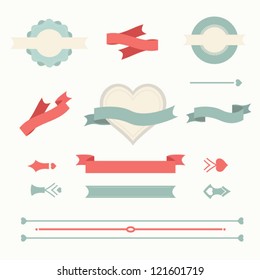 Collection of Labels and vector element with retro vintage styled design