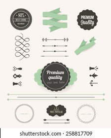 Collection of Labels and vector element with retro vintage styled design 