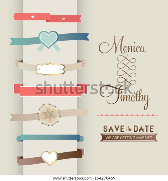 Collection of Labels and vector\
element with retro vintage styled design. wedding design\
elements