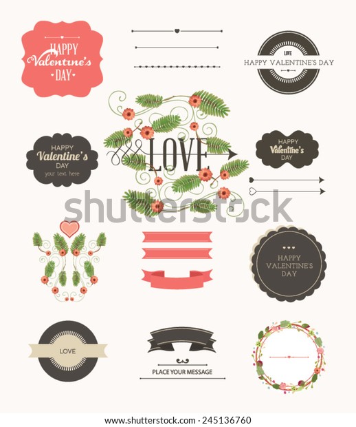 Collection of Labels and vector element with retro\
vintage styled\
design