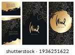 Collection labels for wine. Vector illustration, set of backgrounds with gold patterns and gold strokes.	