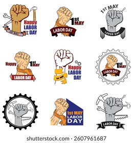 Collection of Labor Day themed illustrations and icons, labor day all elements icon set