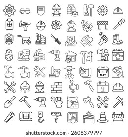 Collection of Labor Day themed illustrations and icons, labor day all elements icon set