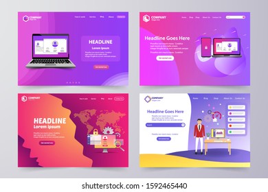 Collection of landing page Modern vector theme template design