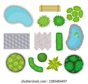 Collection for landscape design. View from above. Vector illustration.