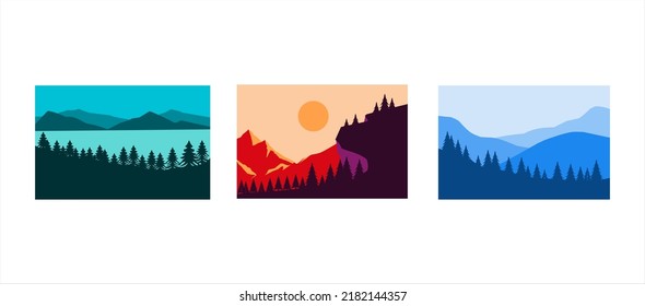 Collection of Landscape View Mountain Illustrations