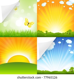 Collection Of Landscapes, Vector Illustration