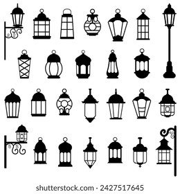 Sammlung von Laternensilhouetten-Illustrationen