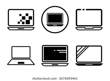 Kollektion von Laptop-Symbolen mit verschiedenen Designs und Stilen, geeignet für Technologie- und Designprojekte