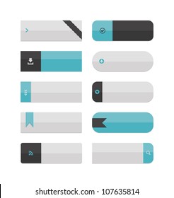 A collection of large web buttons, with plenty of space for text! Flat color, no gradients, global swatches used.