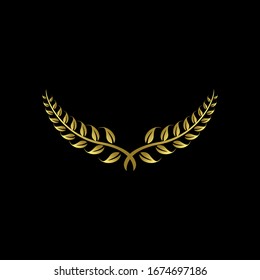 collection of Laurel Leaf crown leaf branch gold logo icon design vector illustration	
