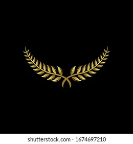 collection of Laurel Leaf crown leaf branch gold logo icon design vector illustration	
