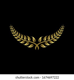 collection of Laurel Leaf crown leaf branch gold logo icon design vector illustration	
