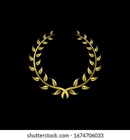 collection of Laurel Leaf crown leaf branch gold logo icon design vector illustration