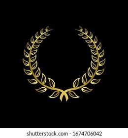 collection of Laurel Leaf crown leaf branch gold logo icon design vector illustration