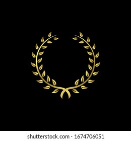 collection of Laurel Leaf crown leaf branch gold logo icon design vector illustration