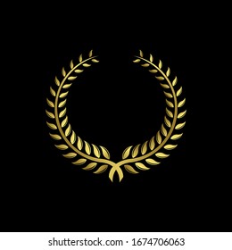 colección de Laurel Leaf rama de la corona dorado logo diseño vectorial ilustración