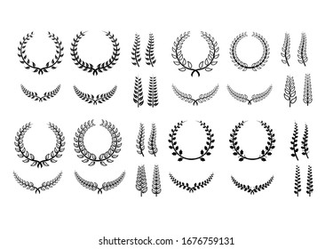 Kollektion von Laurel Leaf Kronenzweig schwarzes Logo Symbol Design Vektorillustration Illustration	
