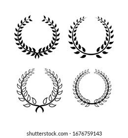 collection of Laurel Leaf crown branch black logo icon design vector illustration	
