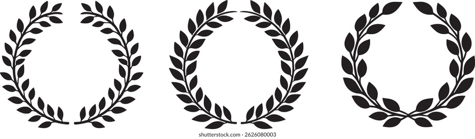 Colección de los iconos de la corona de laurel – Ilustración vectorial