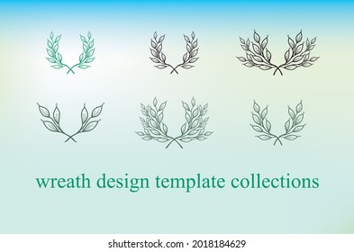 Collection of laurel wreaths design template, flourish vector
