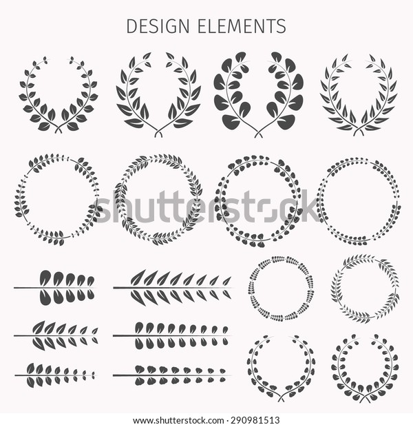 Collection Laurel Wreaths Set Silhouettes Wreaths Stock Vector Royalty