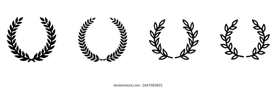 collection of laurel wreaths, symbolizing triumph and victory