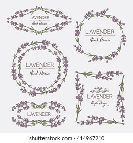 Collection of lavender wreath. hand drawn