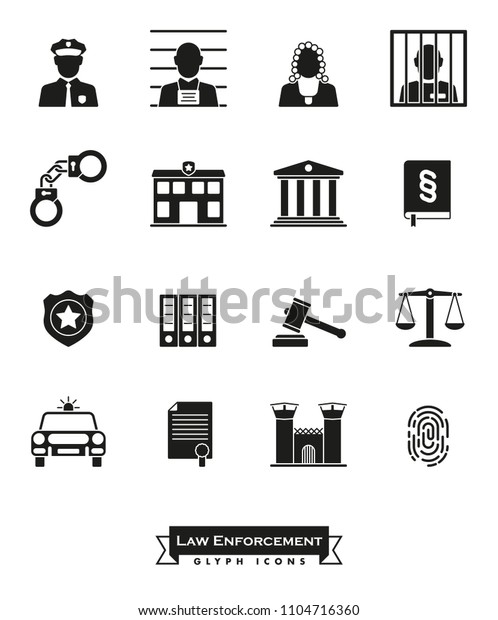 Collection Law Enforcement Glyph Icons Criminal Stock Vector (Royalty ...