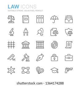 Collection of law and justice line icons. 48x48 Pixel Perfect. Editable stroke