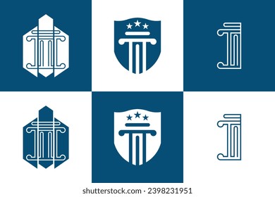 Sammlung von Design-Bundle für Rechtsanwaltslogos mit kreativem Konzept Premium Vector