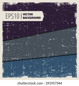 Collection layer grunge vintage vector textures with rough edges. Three layers with editable EPS10 vector background in different colors.