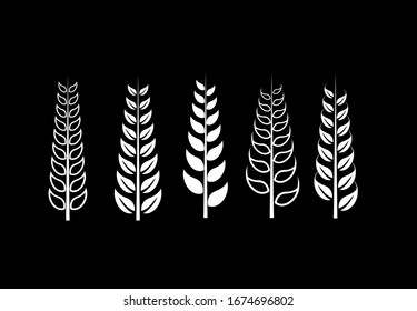 colección de imágenes de icono de logotipo blanco negro de rama de hoja ilustración ilustración ilustración vectorial	