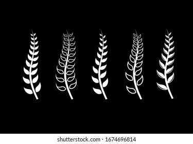 collection of leaf branch black white logo icon design vector illustration	