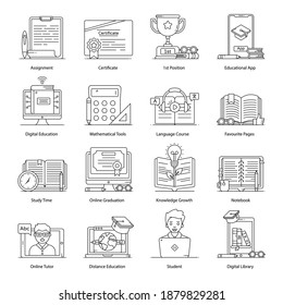 
Collection of Learning Flat Outline Icons 