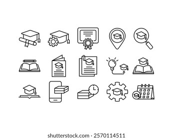 Collection of learning icons.
such as graduation, learning, certificate, online education and more.
isolated white background, line vector editable.